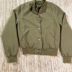 Snap Button Cropped Jacket. Green- Size S